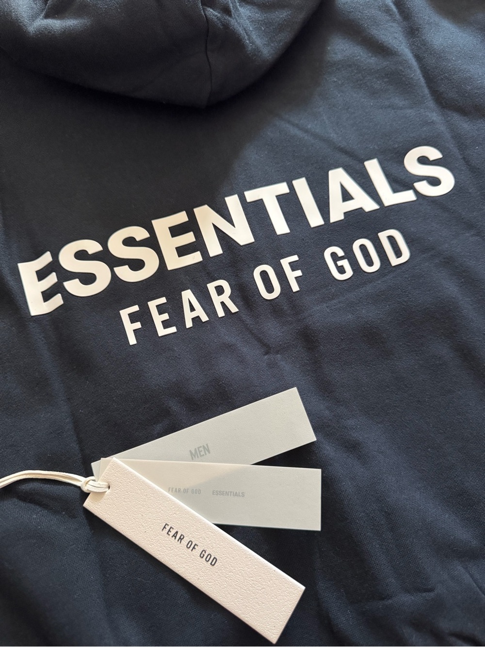 Fear of God ESSENTIALS New SS25 Version Zip Up Hoodie in Black with White Logo - Picture 3 of 8